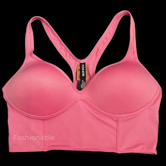 Victorias Secret Pink Active Ultímate Push up Padded Corset Sports Bra Pink - Picture 2 of 4